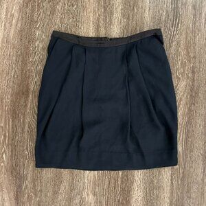 EUC By Malene Birger Navy Black Pleated Mini Skirt Sz S Satin Trim Classic Skirt